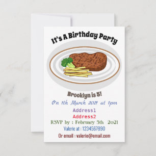 Steak tecknad illustration inbjudningar