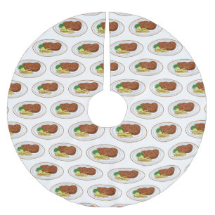 Steak tecknad illustration julgransmatta borstad polyester