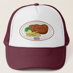 Steak tecknad illustration keps