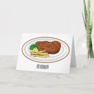 Steak tecknad illustration kort