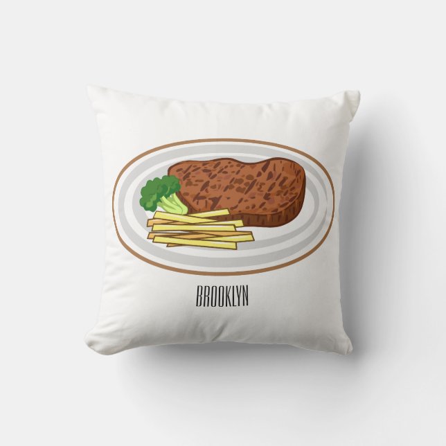 Steak tecknad illustration kudde (Framsida)