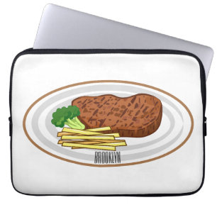 Steak tecknad illustration laptop fodral