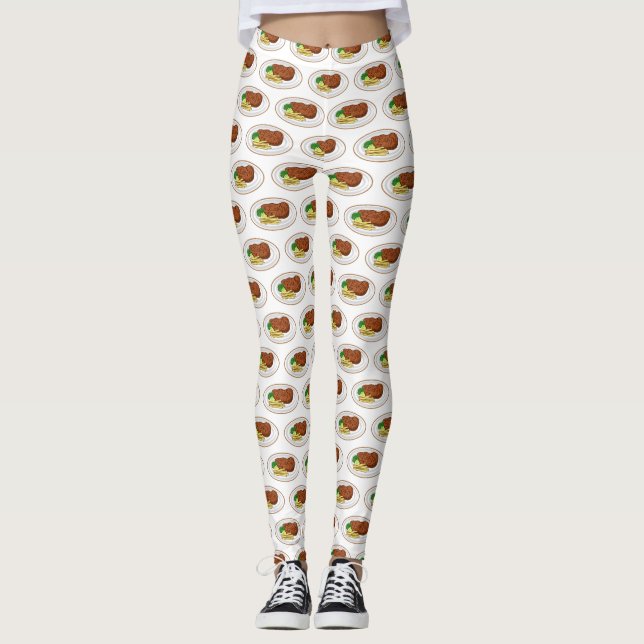 Steak tecknad illustration leggings (Framsida)