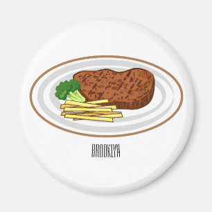Steak tecknad illustration magnet