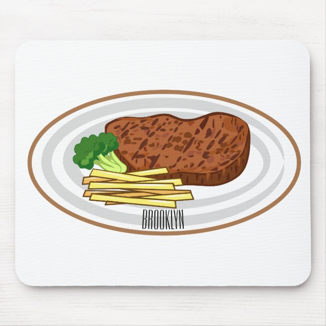 Steak tecknad illustration musmatta (Framsidan)