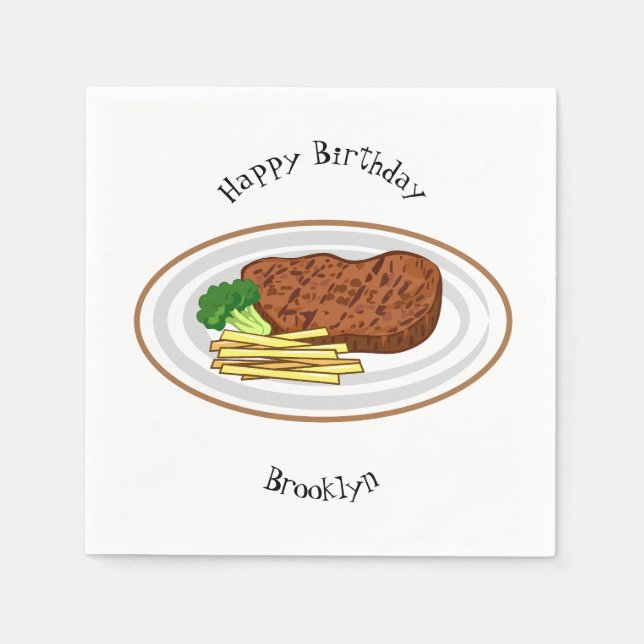 Steak tecknad illustration pappersservett (Framsidan)