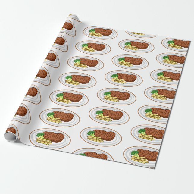 Steak tecknad illustration presentpapper (Utrullad)