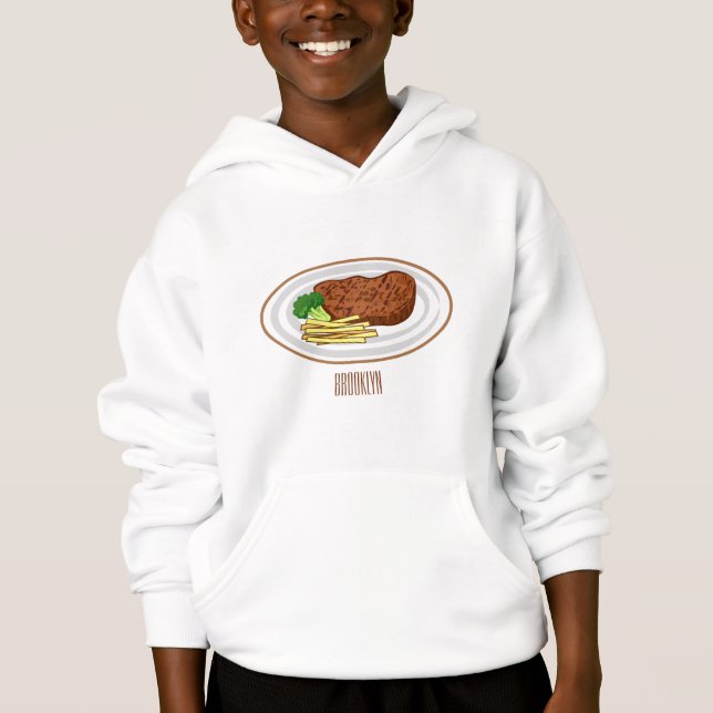 Steak tecknad illustration t shirt (Framsida)