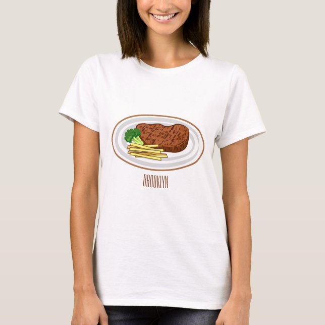 Steak tecknad illustration t shirt (Framsida)