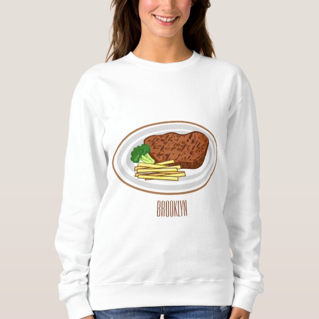 Steak tecknad illustration t shirt (Framsida)