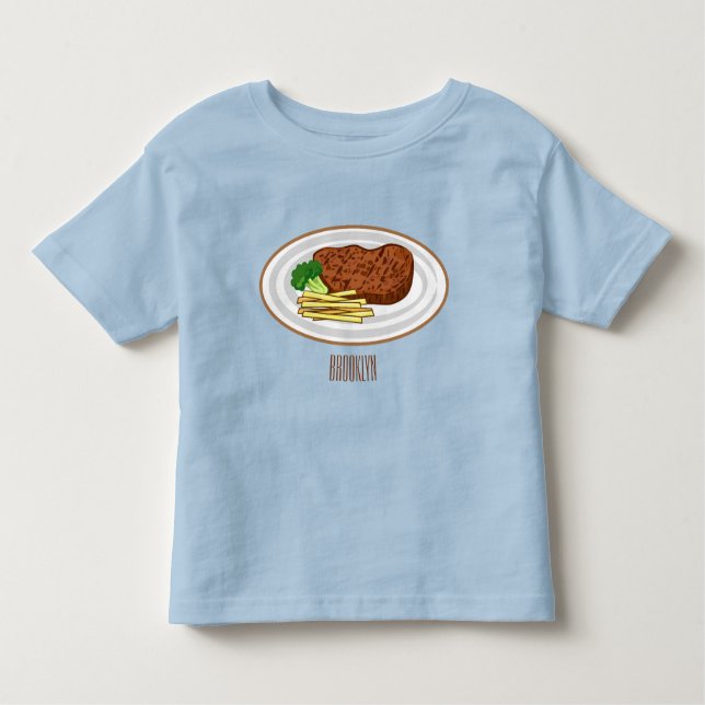 Steak tecknad illustration t shirt (Framsida)