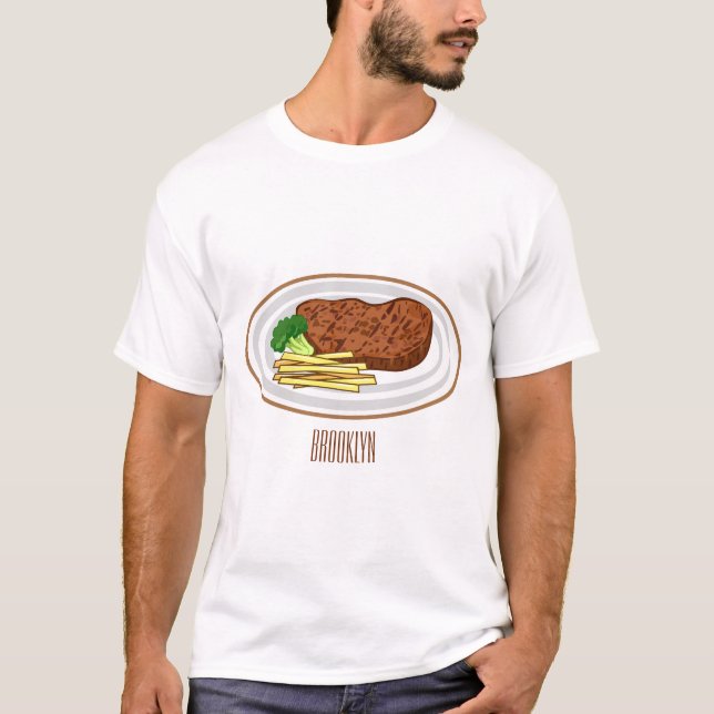 Steak tecknad illustration t shirt (Framsida)