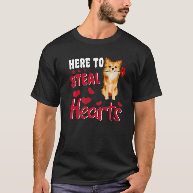 Steal Hearts från Pommern Hund Valentin T Shirt (Framsida)