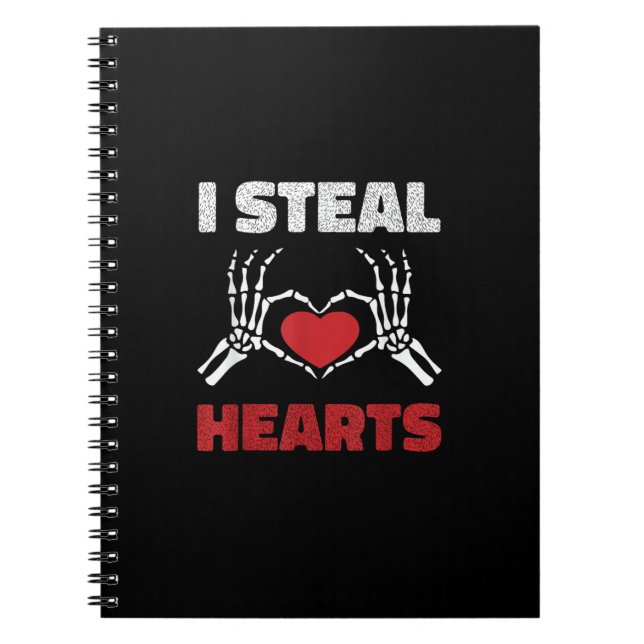 Steal Hearts Valentines day Funny Skeleton Hand Anteckningsbok (Framsidan)