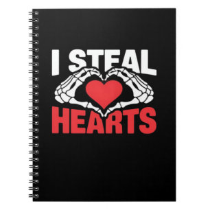Steal Hearts Valentines day Funny Skeleton Hand Cl Anteckningsbok