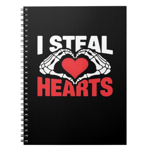 Steal Hearts Valentines day Funny Skeleton Hand Cl Anteckningsbok (Framsidan)