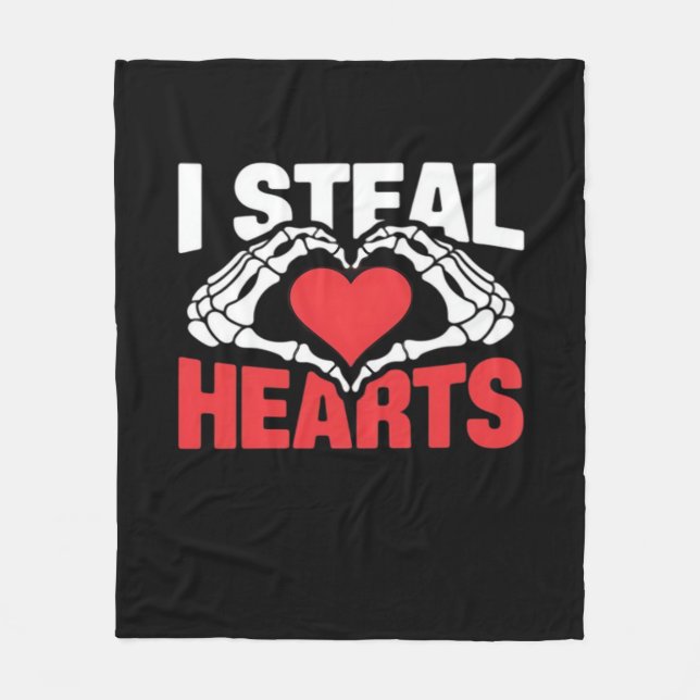 Steal Hearts Valentines day Funny Skeleton Hand Cl Fleecefilt (Framsidan)
