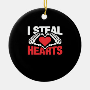 Steal Hearts Valentines day Funny Skeleton Hand Cl Julgransprydnad Keramik