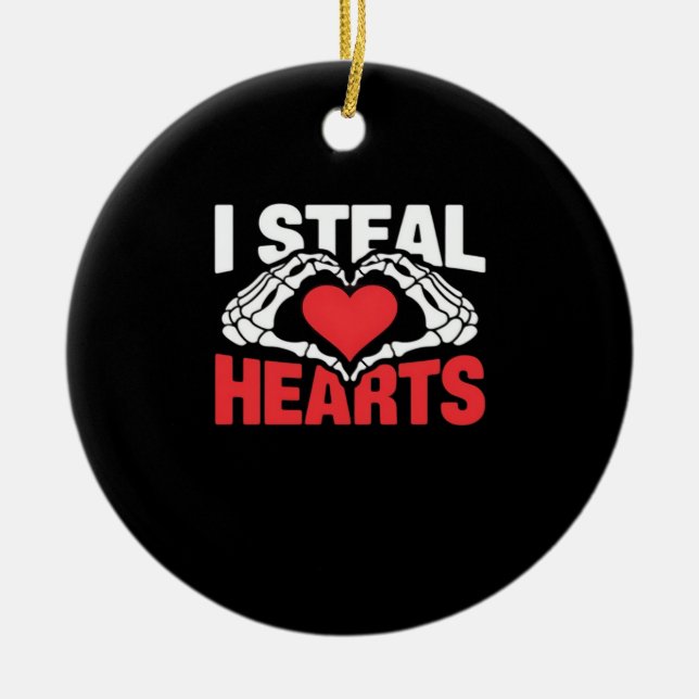 Steal Hearts Valentines day Funny Skeleton Hand Cl Julgransprydnad Keramik (Framsidan)