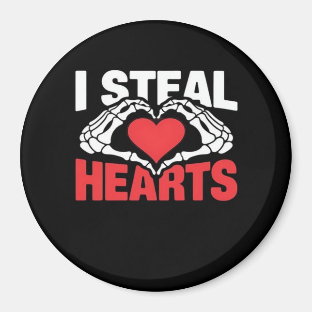 Steal Hearts Valentines day Funny Skeleton Hand Cl Magnet (Framsidan)