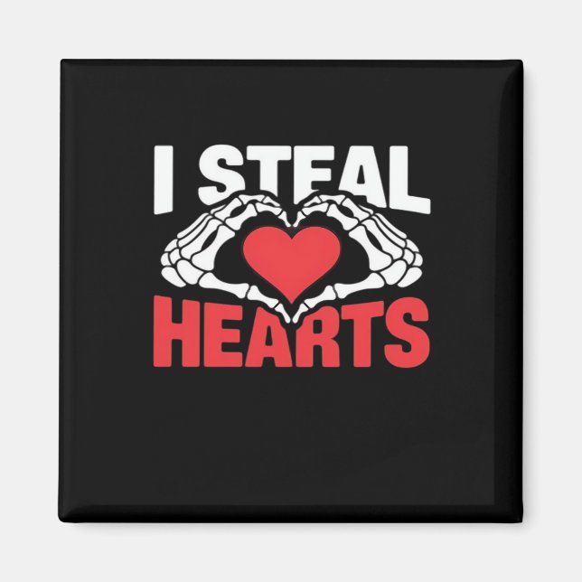 Steal Hearts Valentines day Funny Skeleton Hand Cl Magnet (Framsidan)