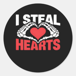 Steal Hearts Valentines day Funny Skeleton Hand Cl Runt Klistermärke