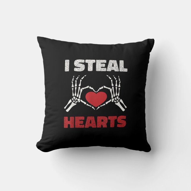 Steal Hearts Valentines day Funny Skeleton Hand Kudde (Framsida)
