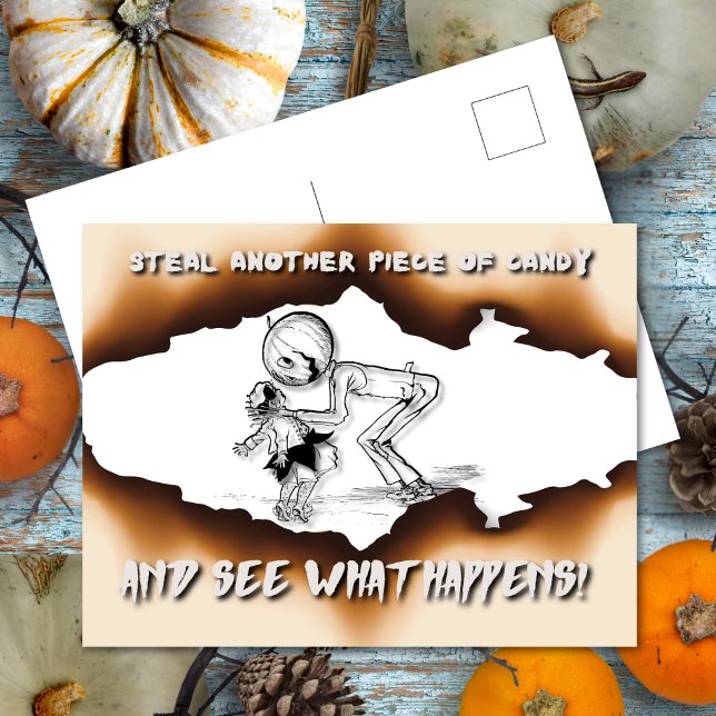 Steal other Biet of Candy Halloween Warning Helg Vykort (Skapare uppladdad)