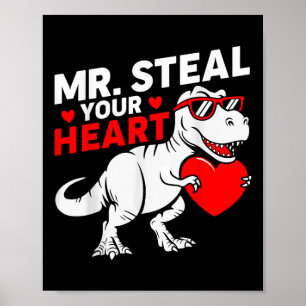 Steal Your Heart Alla hjärtans dag Dinosaur Boys Poster