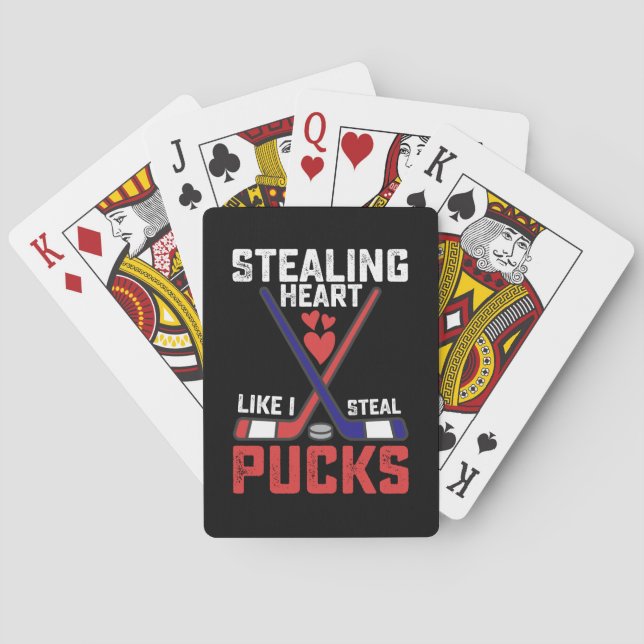 Stealing Heart som jag Steal Pucks Hockey Valentin Casinokort (Baksidan)
