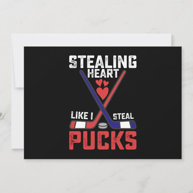 Stealing Heart som jag Steal Pucks Hockey Valentin Inbjudningar (Framsida)