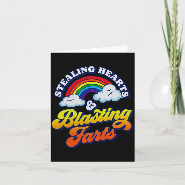 Stealing Hearts &amp; Blasting Farts Funny Rainbow Kort (Framsida)