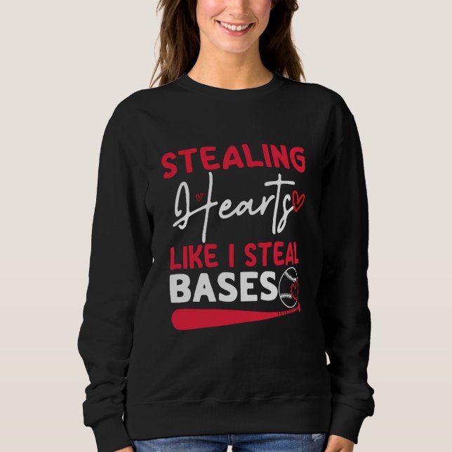 Stealing Hearts Bases Baseball Player T Shirt (Framsida)