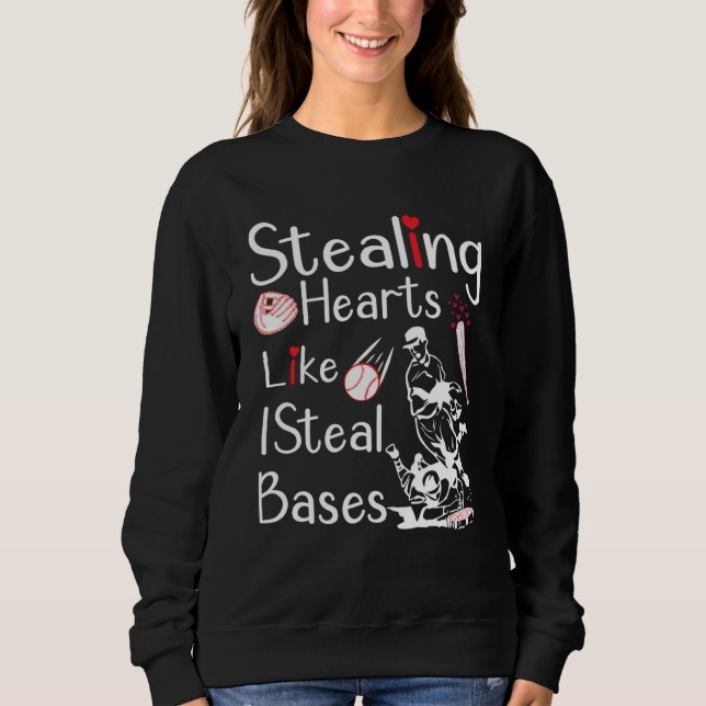 Stealing Hearts Bases Softball Baseball T Shirt (Framsida)