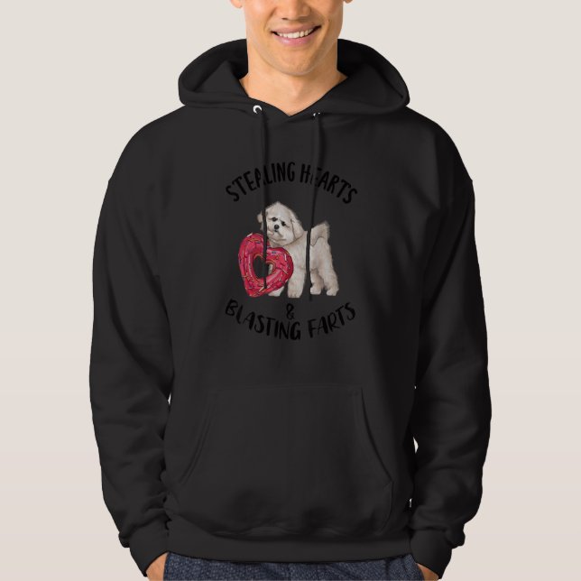 Stealing Hearts Blasting Farts Bichons Frise Valen Hoodie (Framsida)