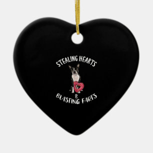 Stealing Hearts Blasting Farts Boston Terrier Julgransprydnad Keramik