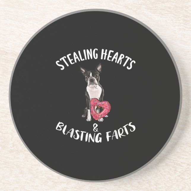 Stealing Hearts Blasting Farts Boston Terrier Underlägg (Framsidan)