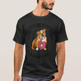 Stealing Hearts Blasting Farts Bulldog Valentines T Shirt