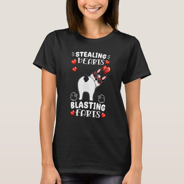 Stealing Hearts Blasting Farts French Bulldog Vale T Shirt (Framsida)