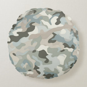 Stealth Blue Camo Wave Rund Kudde