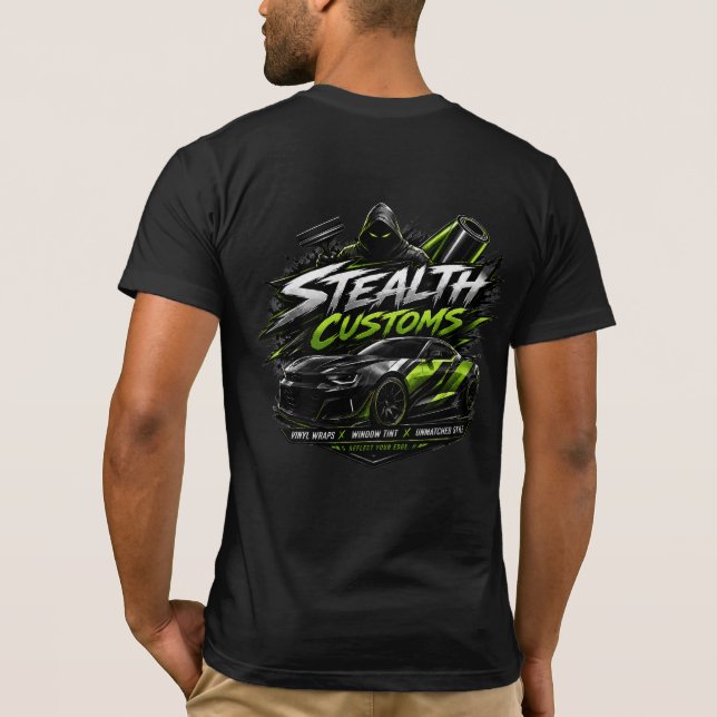 Stealth Customs Vinyl Wrap Fönsterfärg Grafisk T Shirt (Baksida)