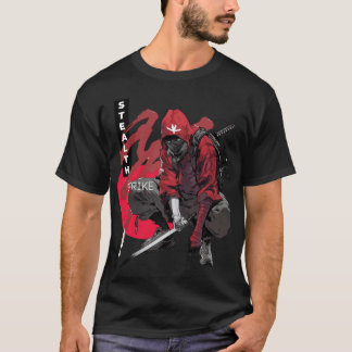 Stealth Strejka Ninja Tee - Black and Red Anime