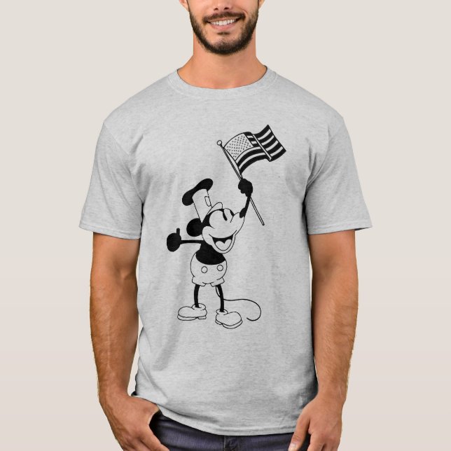 Steam Boat Willie American Flagga T Shirt (Framsida)
