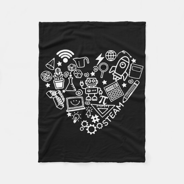 Steam Heart Shape Stem Teacher Science Älskare Byc Fleecefilt (Framsidan)