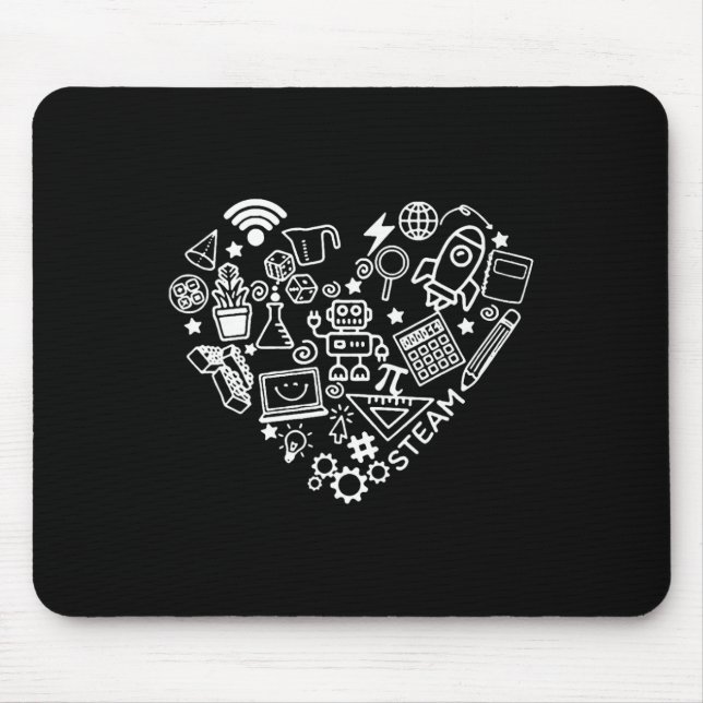 Steam Heart Shape Stem Teacher Science Älskare Byc Musmatta (Framsidan)