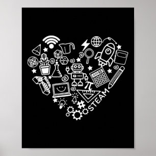 Steam Heart Shape Stem Teacher Science Älskare Byc Poster