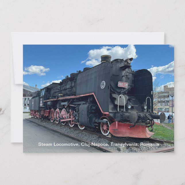 Steam Locomotive, Cluj-Napoca, Rumänien, på Julkort (Framsida)