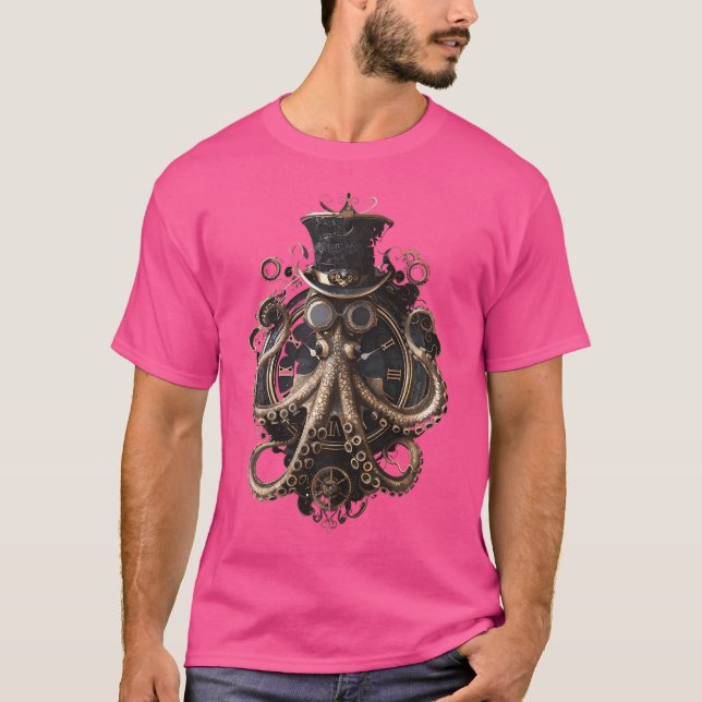 Steam Punk Art Octopus Steampunk T Shirt (Framsida)