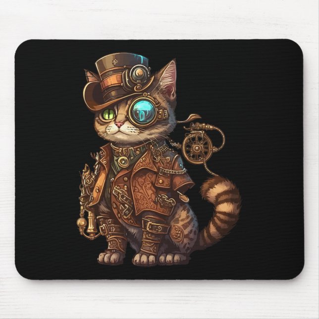 Steam Punk Cat Kitten Kattunge Steampunk Musmatta (Framsidan)
