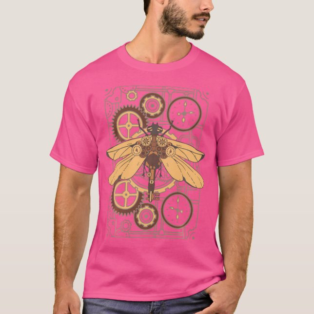 Steam Punk Dragonfly Mechanical Victorian Steampun T Shirt (Framsida)